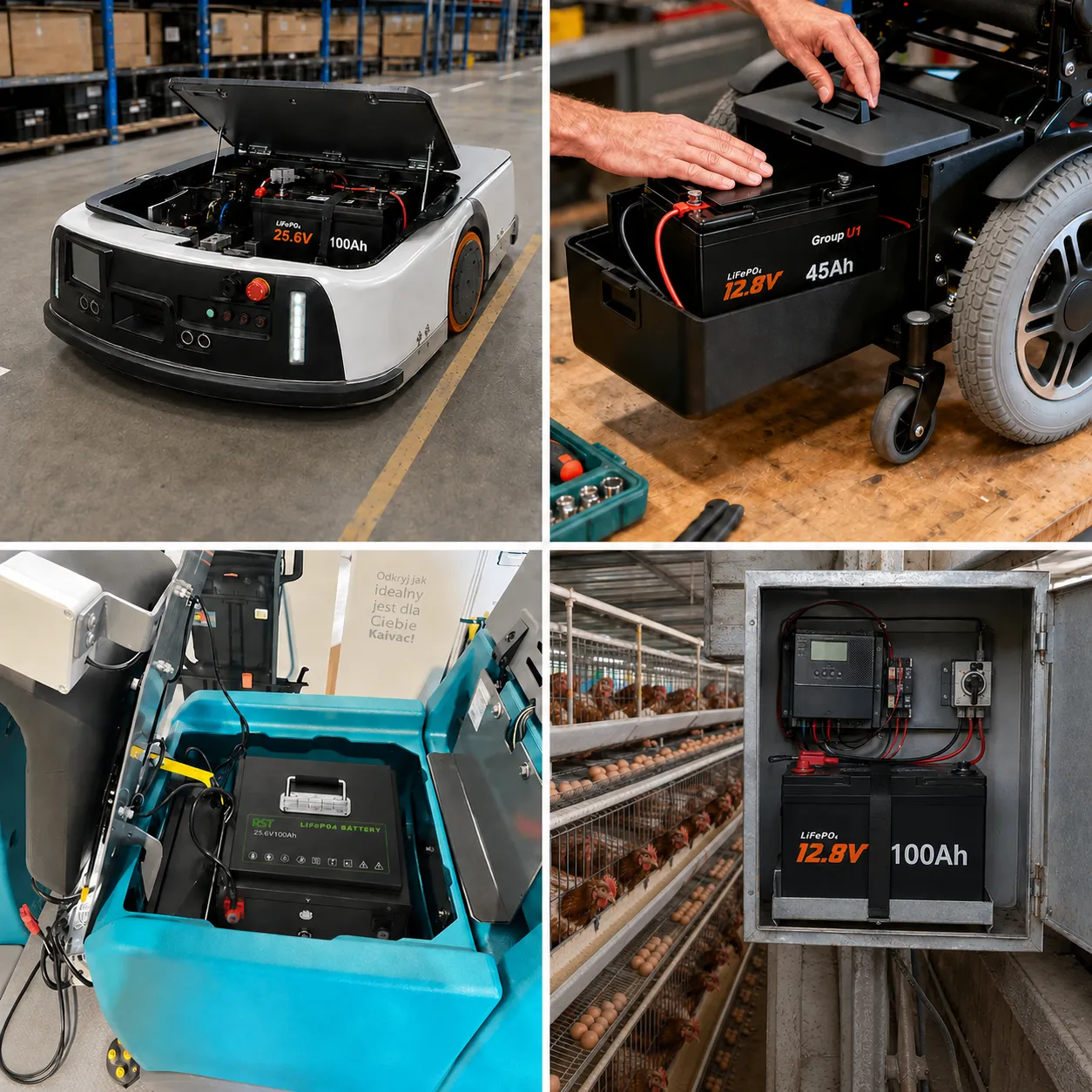 Lead-acid replacement LiFePO4 batteries for industrial equipment