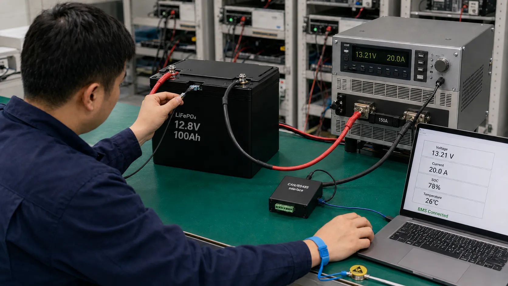 OEM LiFePO4 lead-acid replacement battery BMS and charge-discharge testing