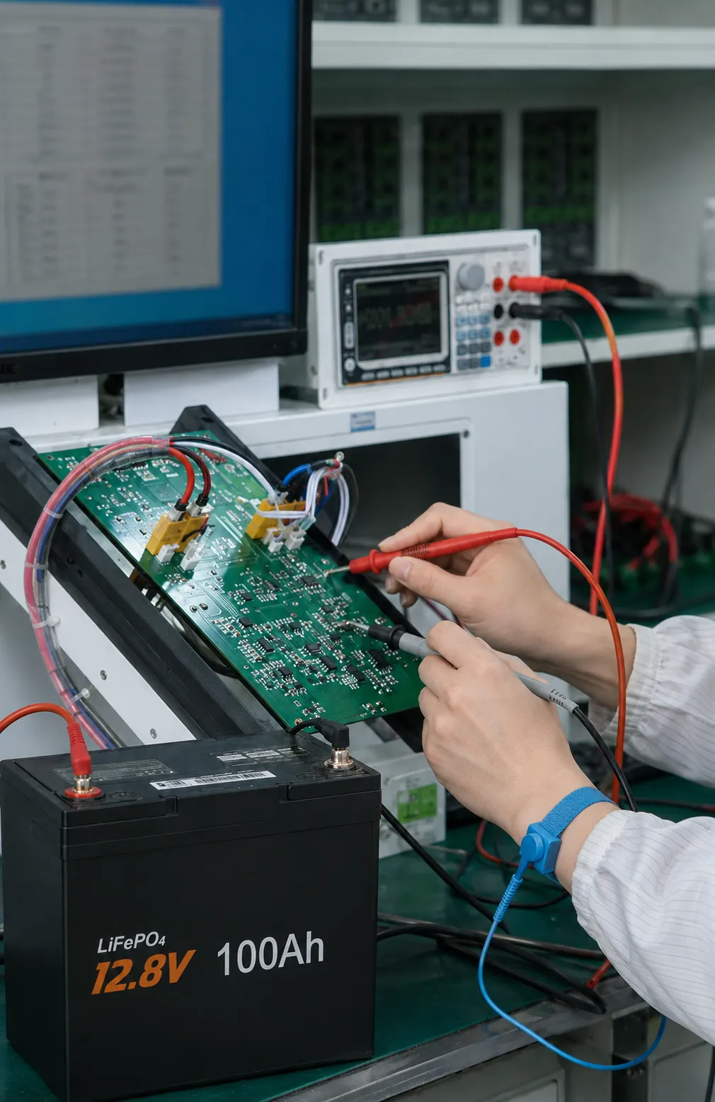Smart BMS and CAN RS485 communication testing for an off-grid LiFePO4 battery