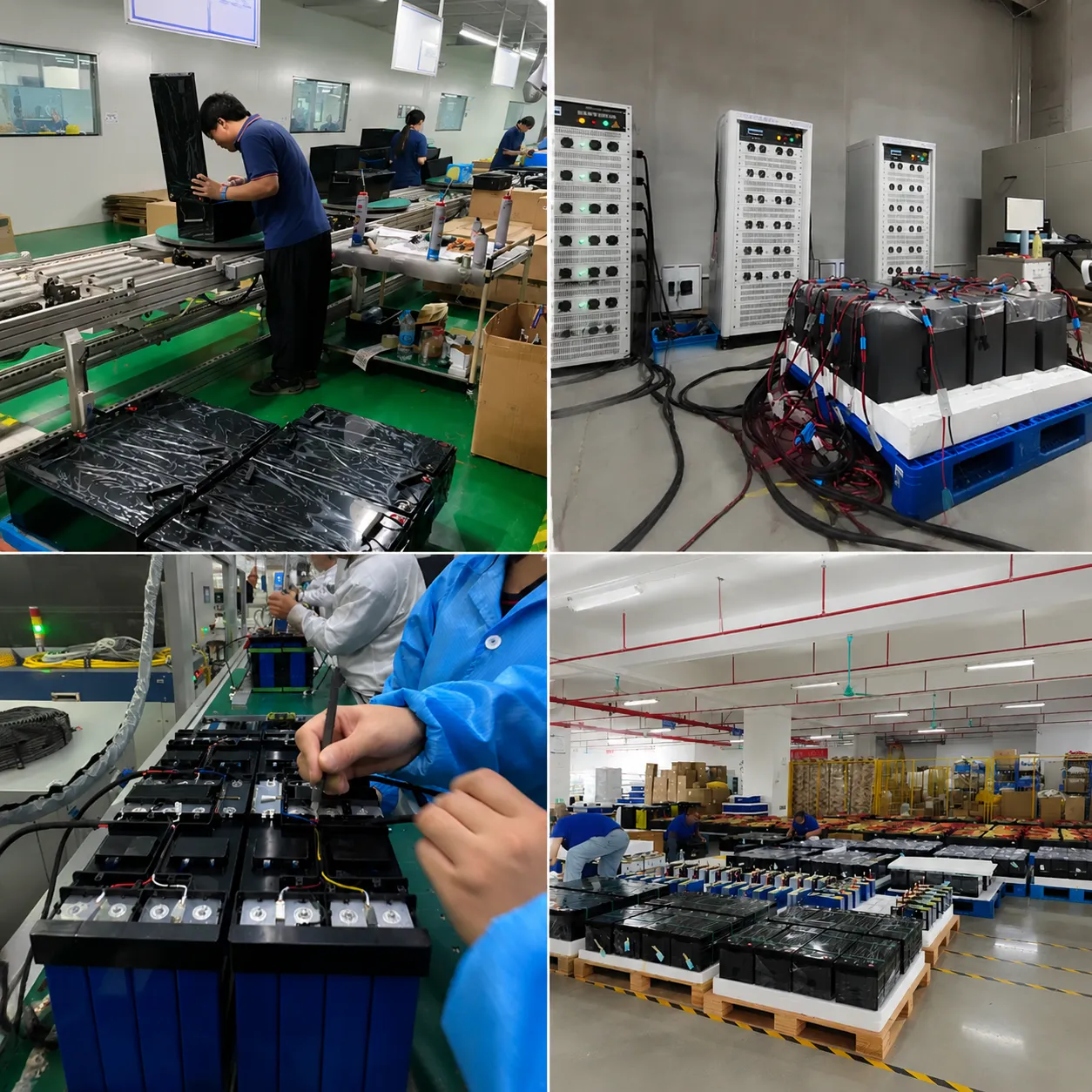 Off-grid solar LiFePO4 battery pack assembly and quality-control testing