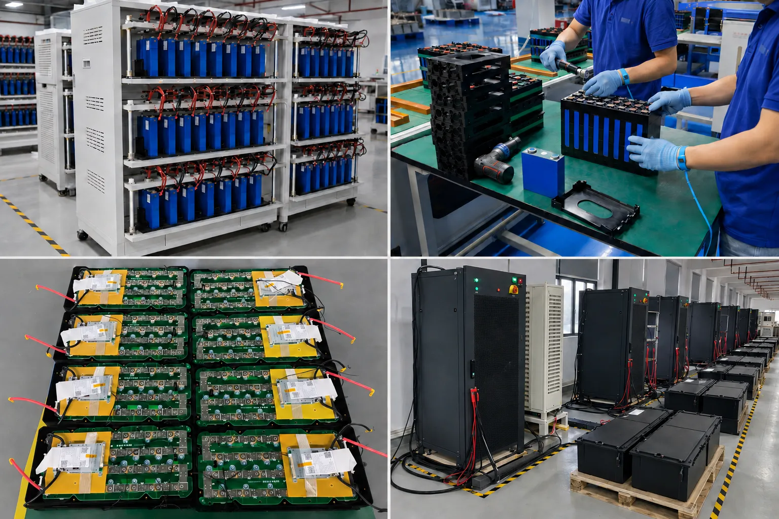 OEM LiFePO4 battery manufacturing, Smart BMS integration and production testing