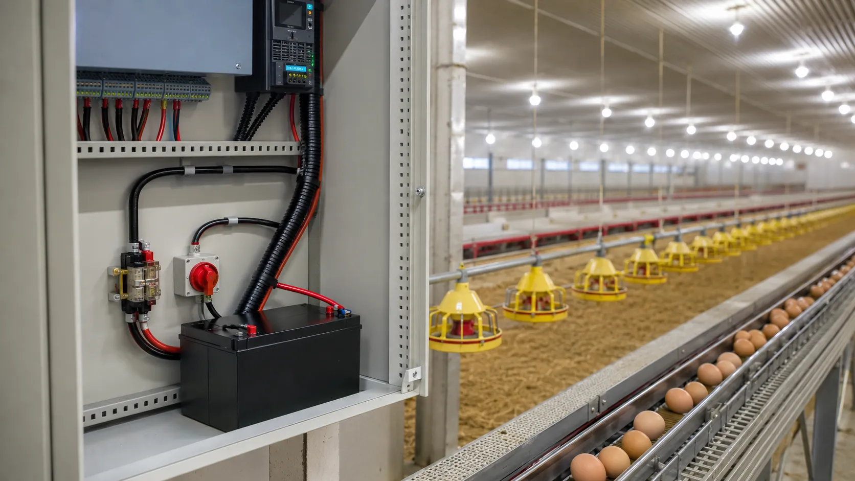 LiFePO4 battery supplying poultry farm monitoring and agricultural automation equipment