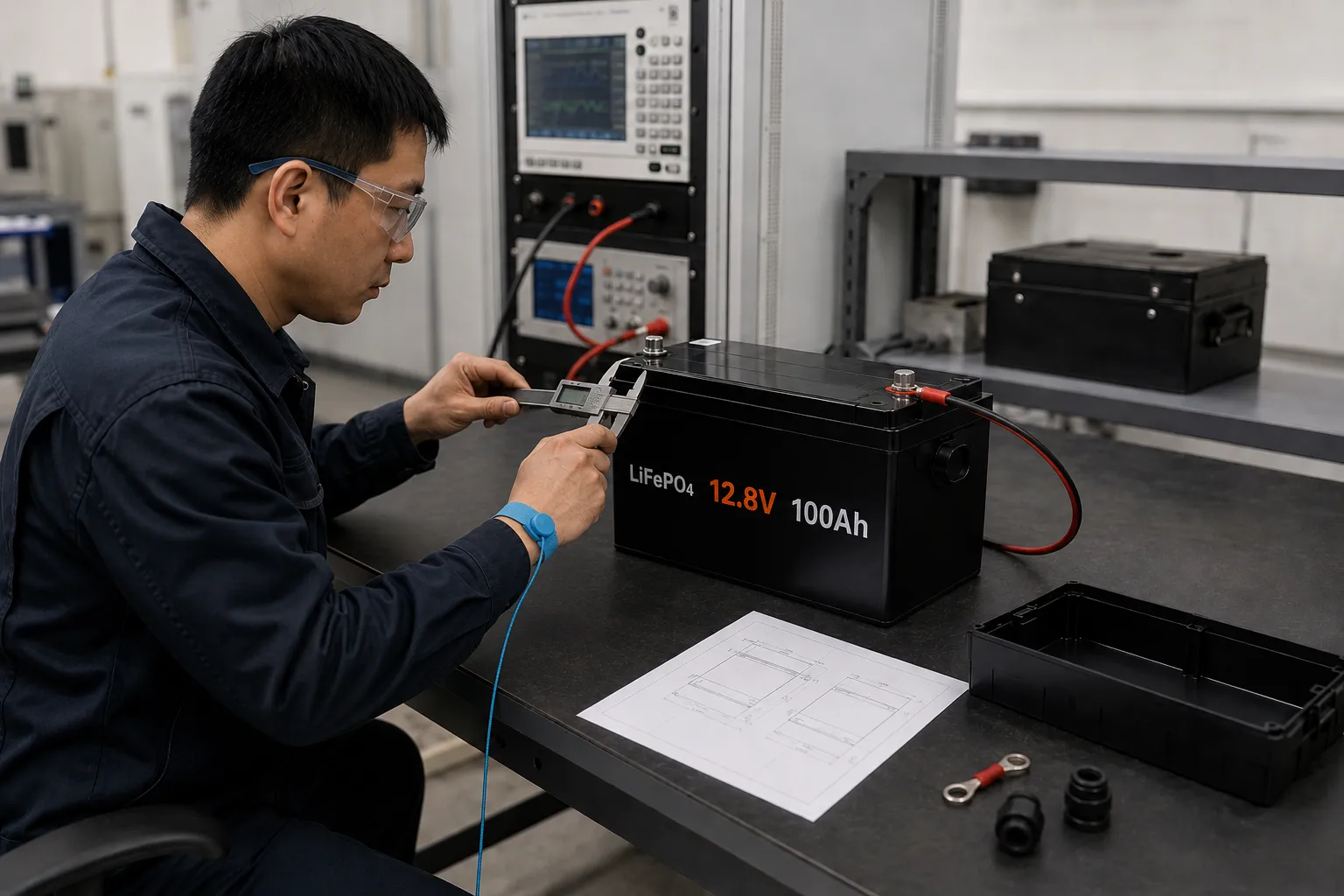 Custom marine LiFePO4 battery enclosure inspection for an OEM boat project