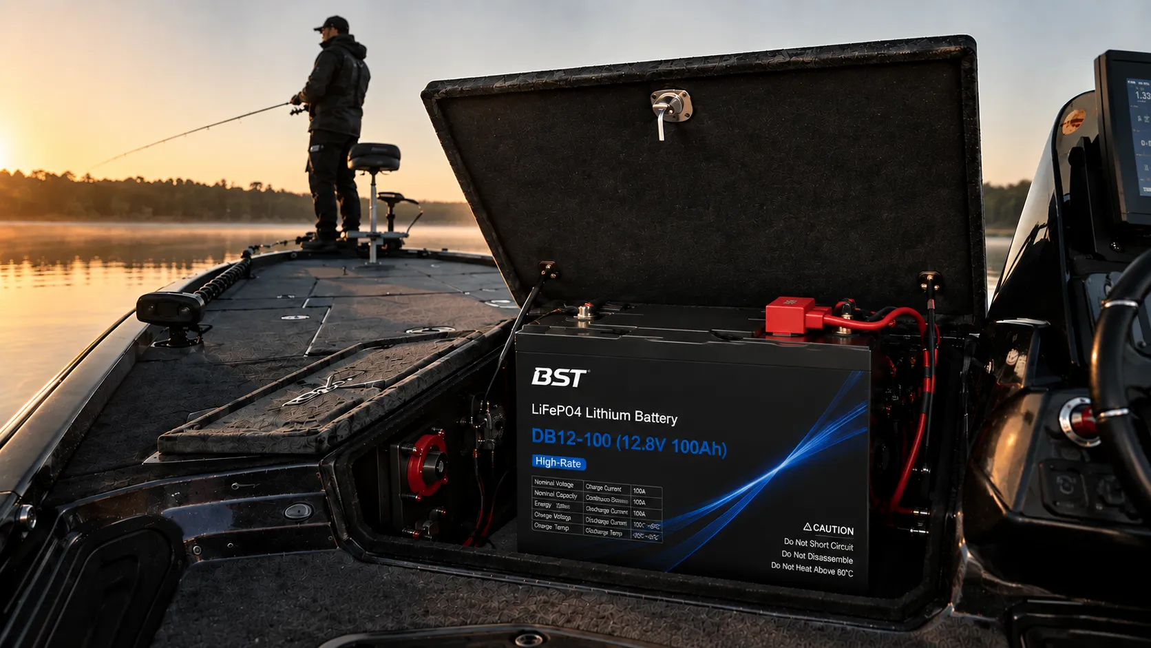 Marine LiFePO4 battery system installation with Smart BMS and circuit protection