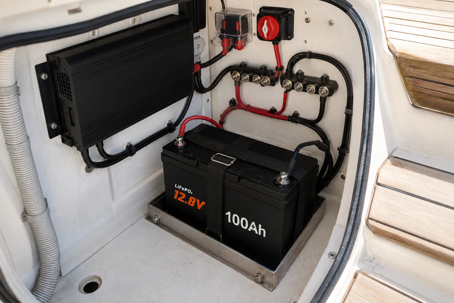 Motor yacht LiFePO4 house battery system installation