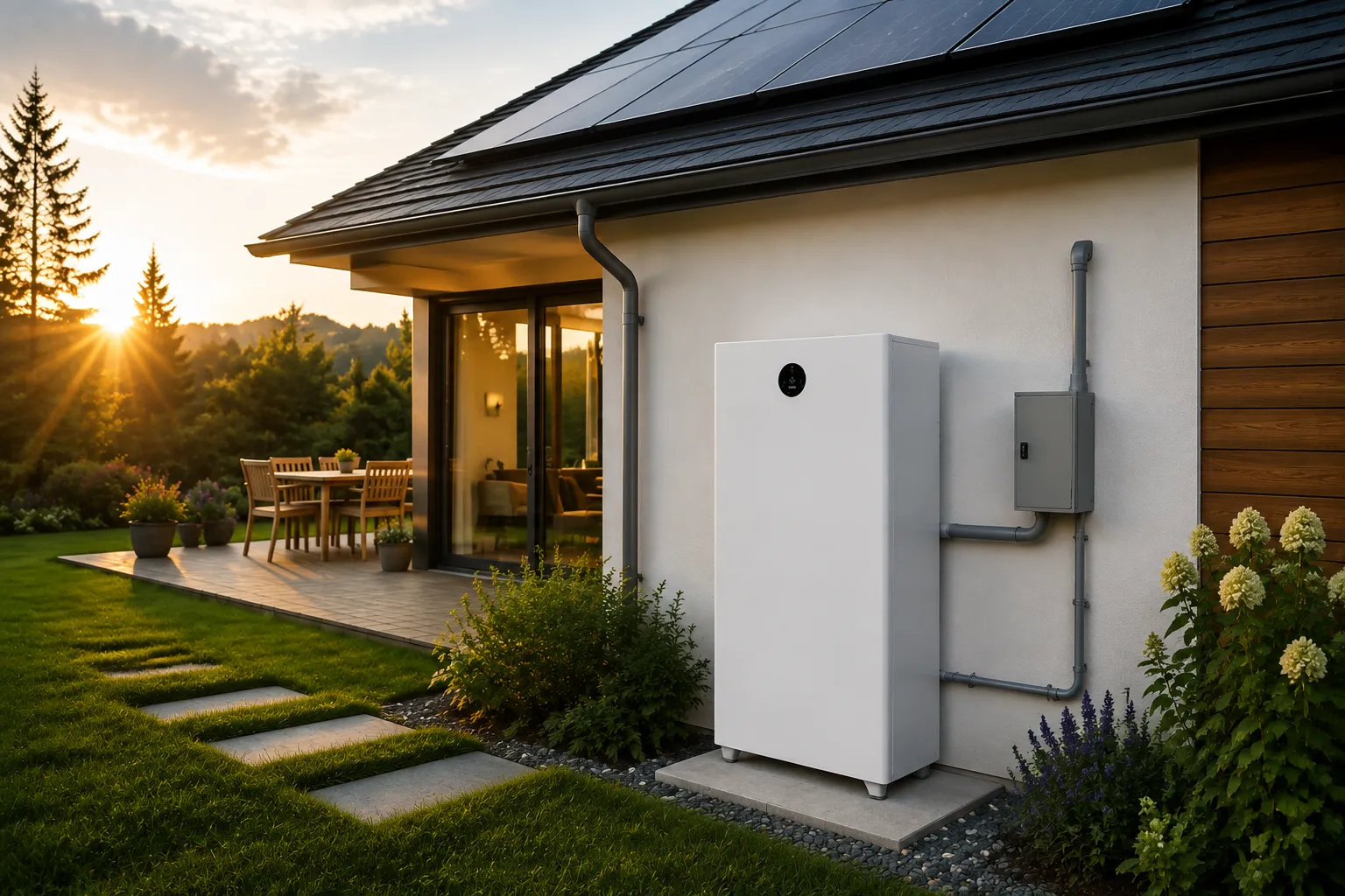 Residential solar panels, inverter and LiFePO4 home battery storage system