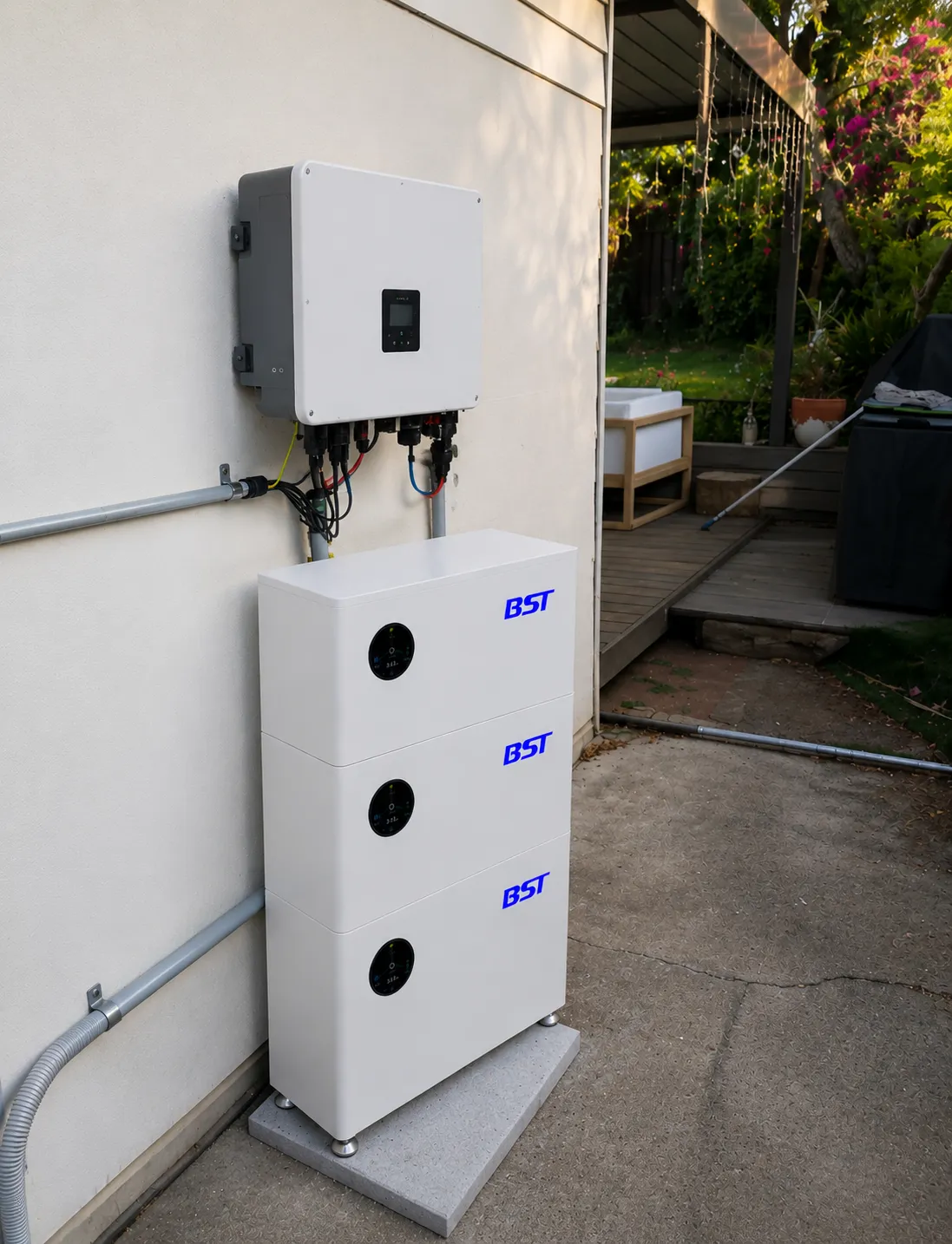 48V residential LiFePO4 home battery connected to a solar inverter