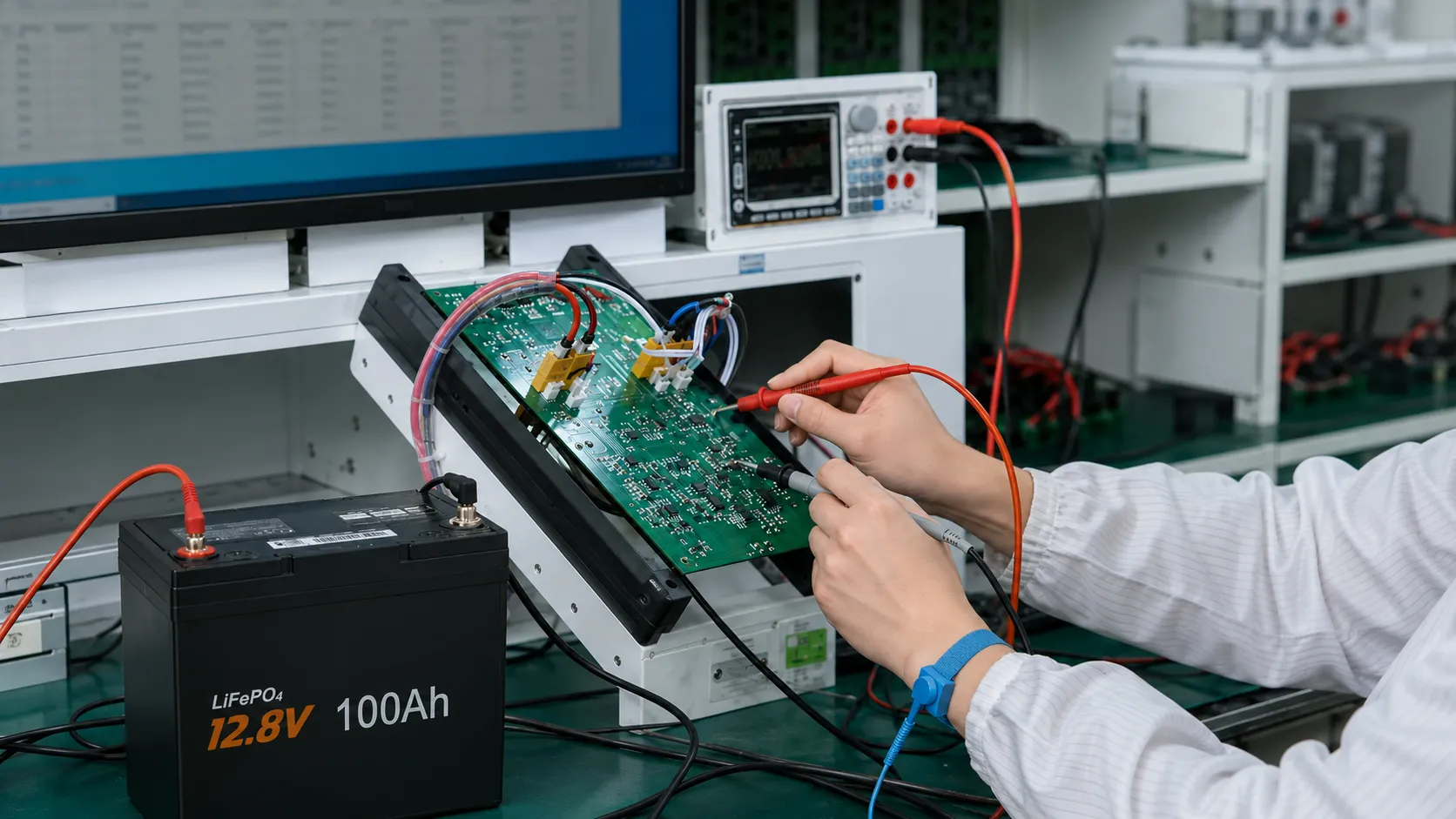 Industrial LiFePO4 battery BMS communication and system integration testing