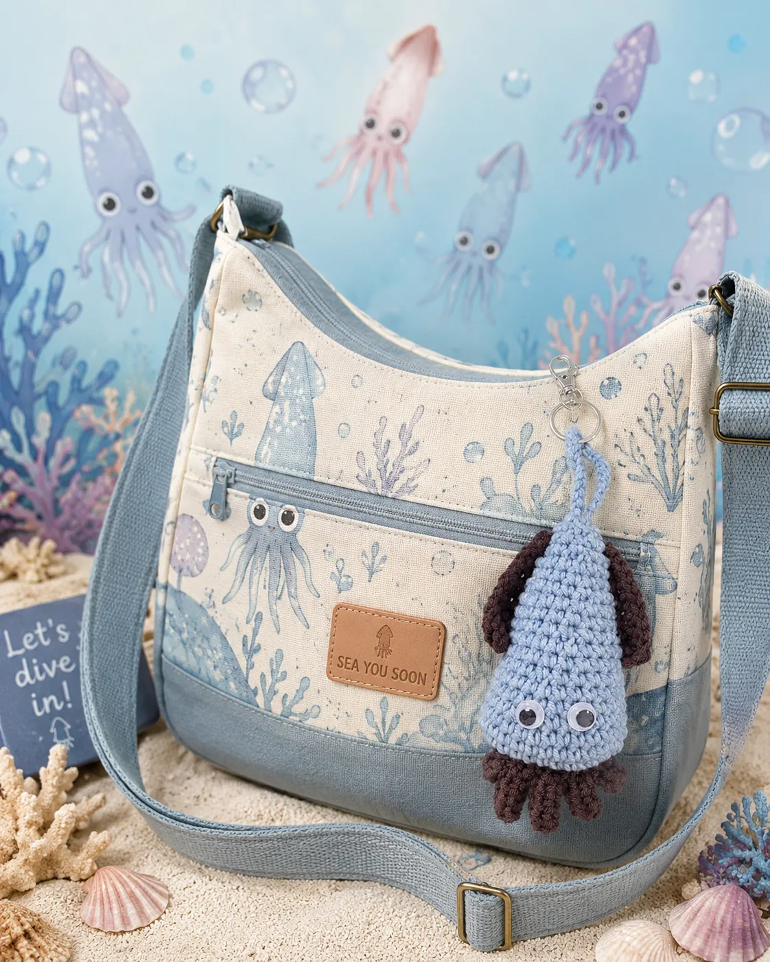 Premium Quality handmade crochet squid keyring/bagcharm
