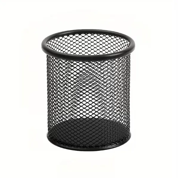 Wire Mesh Pen Holder – Black Metal Desk Organizer for Pens, Pencils & Office Supplies