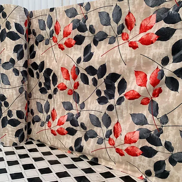 Botanical Leaf Print Double Bedspread Set with Matching Pillow Covers