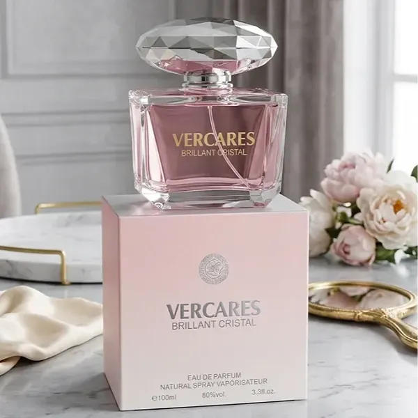 Vercares Brilliant Cristal Eau De Parfum 100ml, Elegant Floral Musk Fragrance with Crystal Cap