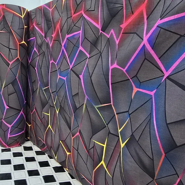 Futuristic Geometric Neon Line Print Double Bedsheet Set with Pillow Covers