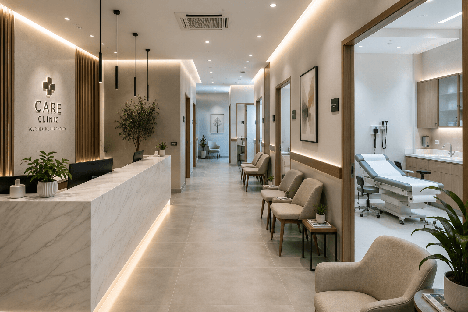 Sterile finishes, MEP, lighting & systems.