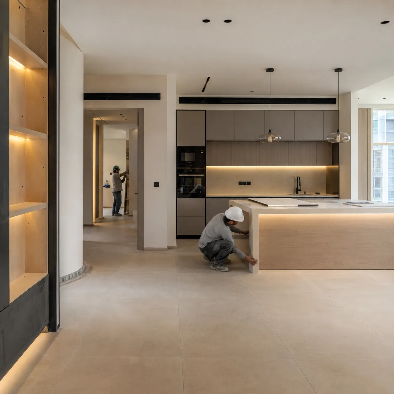 Finished kitchen after an apartment renovation in Dubai