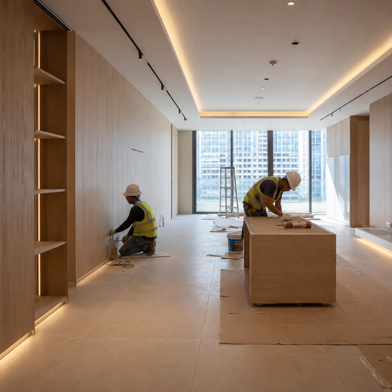 Plumbing installation during an apartment renovation in Dubai