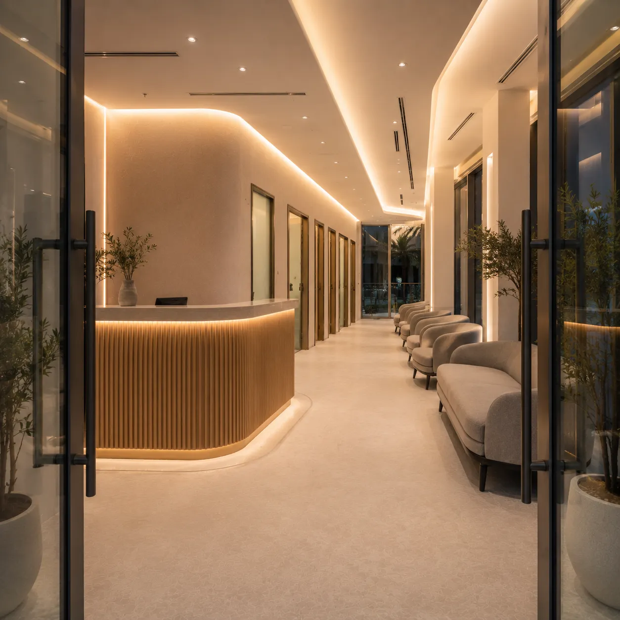 Final lighting and fixture installation in a renovated clinic