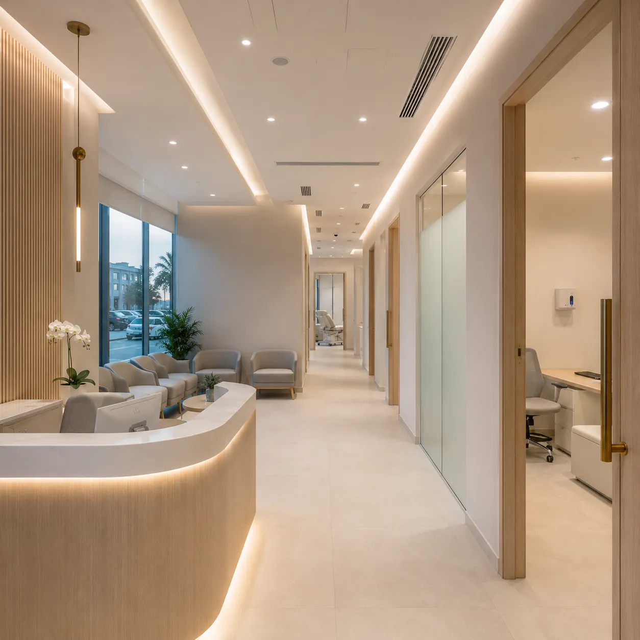 Clinic treatment room nearing completion during fit-out
