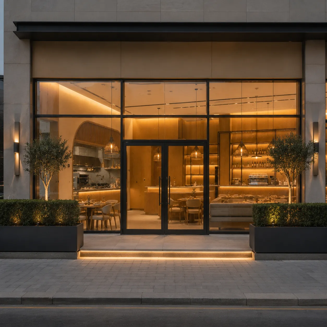 Completed commercial renovation project exterior in Dubai