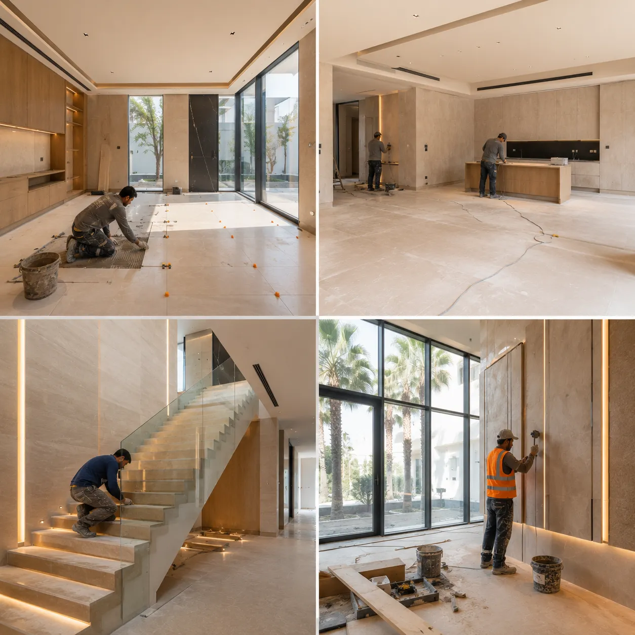 Kitchen installation during a villa renovation in Dubai