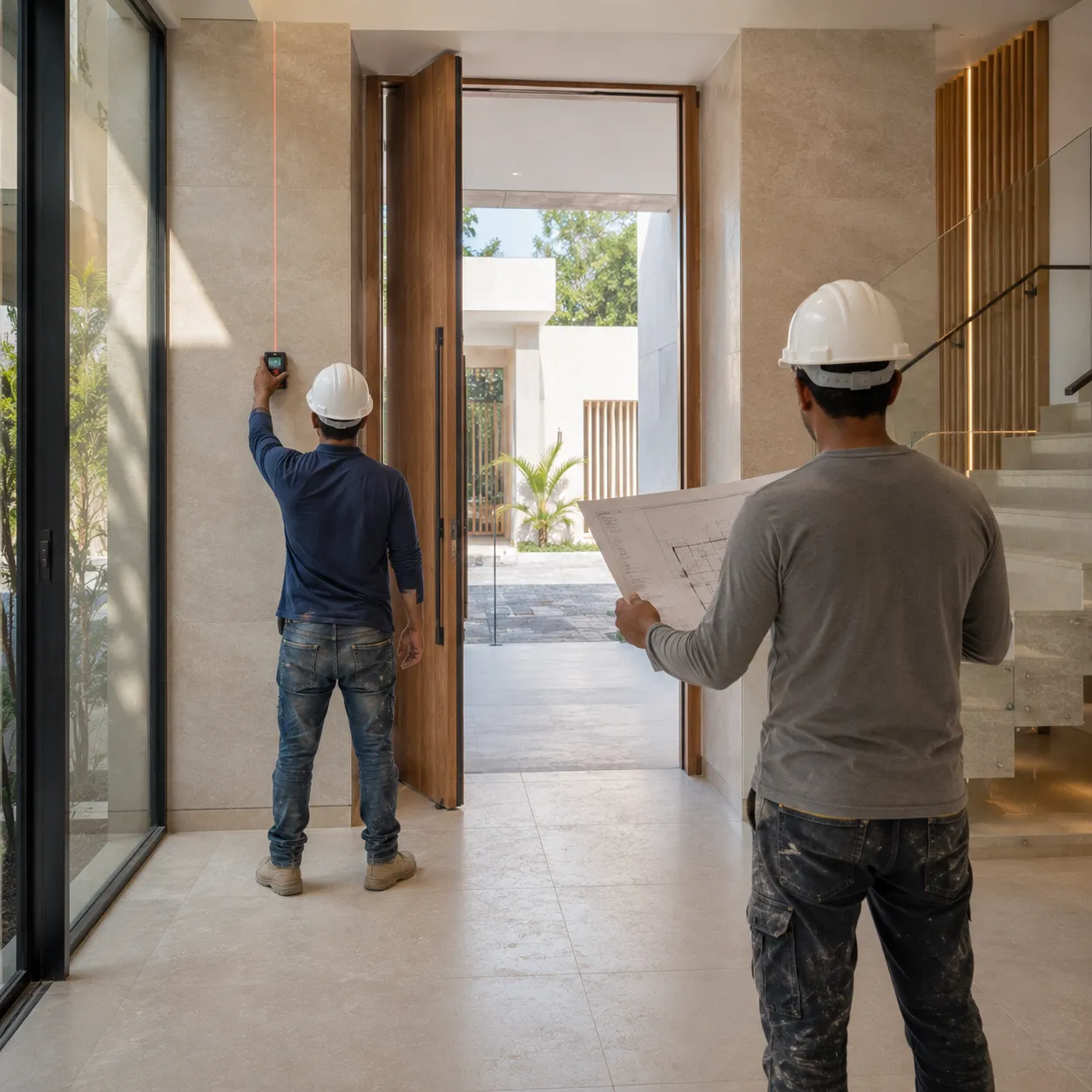 Interior joinery installation in a Dubai villa renovation