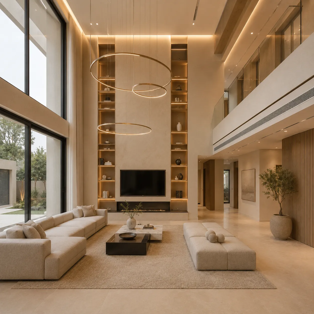 Completed villa living area after full interior renovation in Dubai