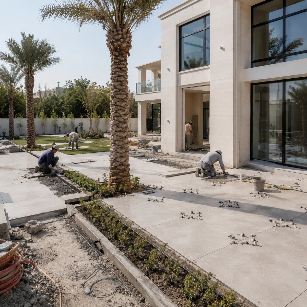False ceiling and lighting installation in a Dubai villa