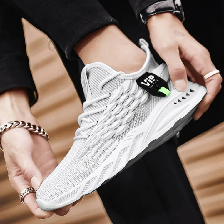 Breathable White Athletic Sneakers