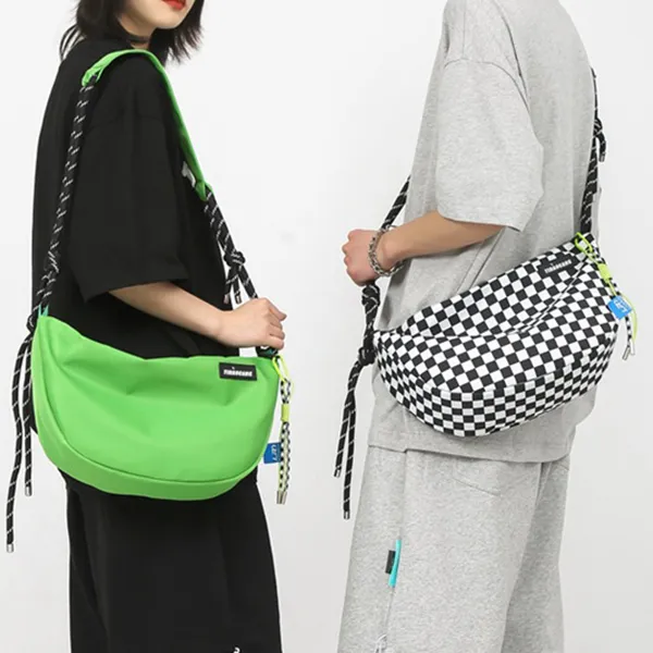 Canvas Shoulder Bag with Adjustable Strap and Zipper Closure