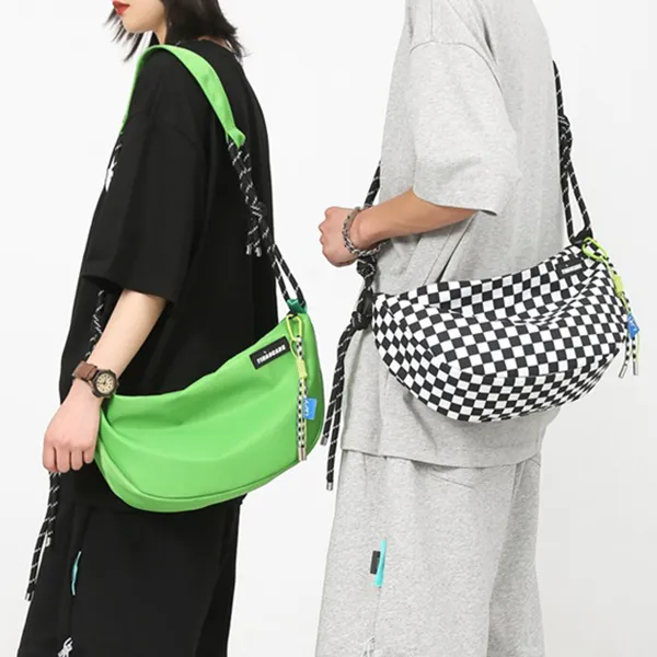 Canvas Shoulder Bag with Adjustable Strap and Zipper Closure