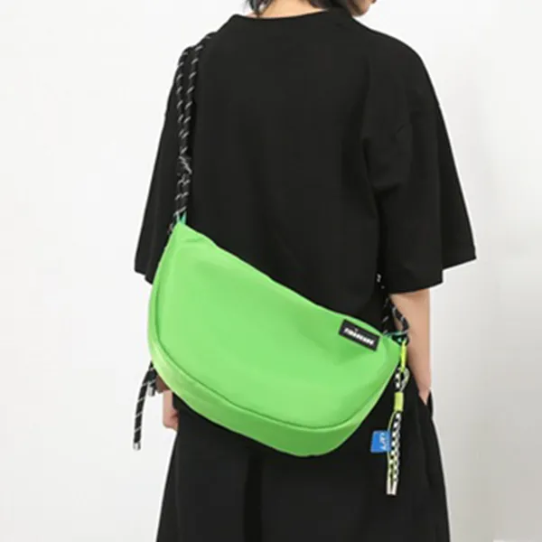 Canvas Shoulder Bag with Adjustable Strap and Zipper Closure