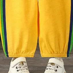 Kids' Yellow Stripe Pajama Trousers - Comfy & Unisex