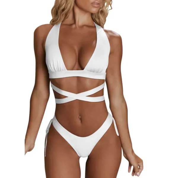 Hot Side Slit Swimwear Stylish Breathable Sexy Push-Up Ladies Two Piece Swimsuit for a Bold Beach Look