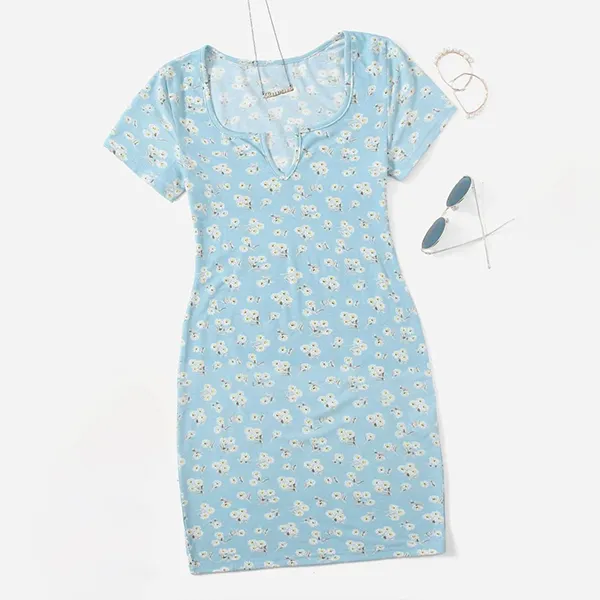 Floral Blue Summer Dress