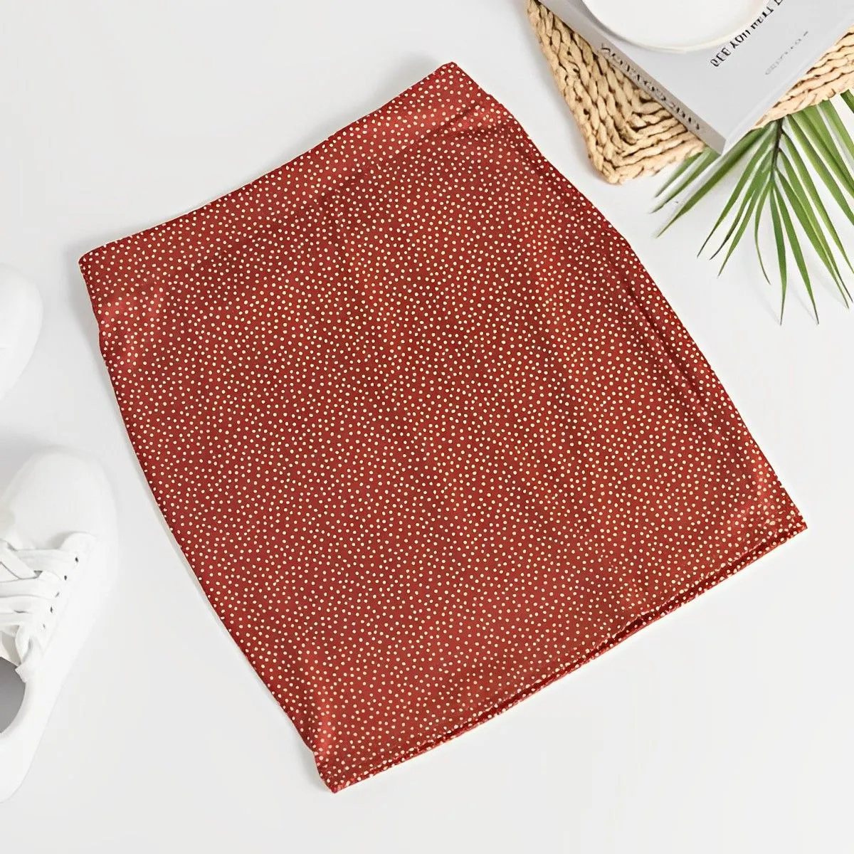 Elastic Waist Mini Dots Pattern Women Skirt