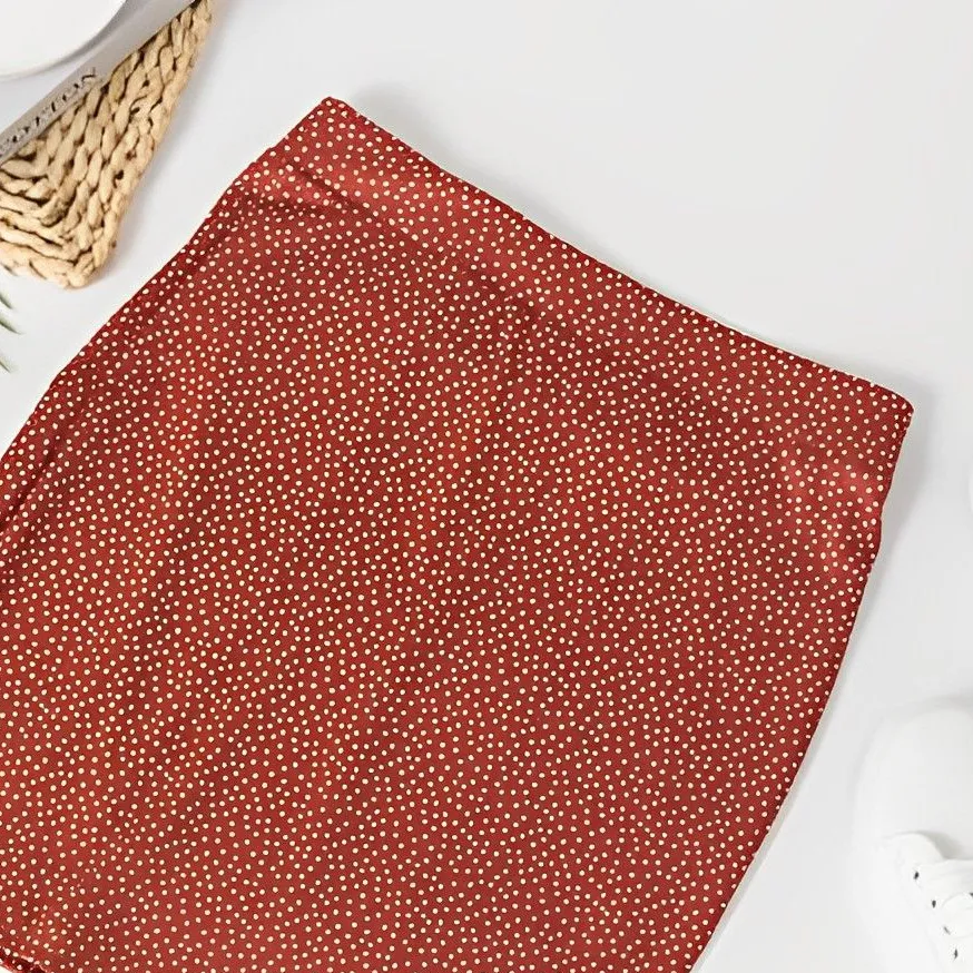 Elastic Waist Mini Dots Pattern Women Skirt