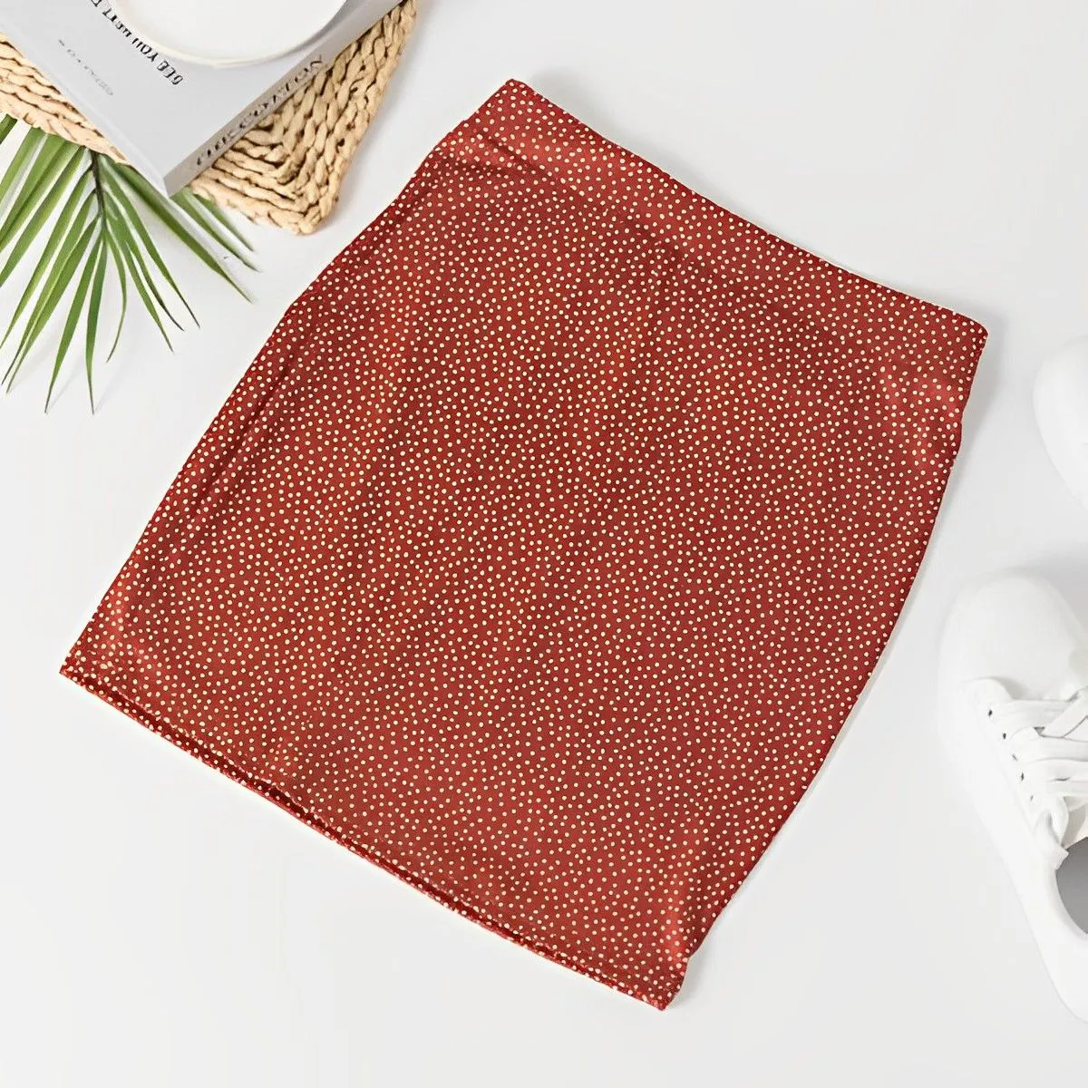 Elastic Waist Mini Dots Pattern Women Skirt