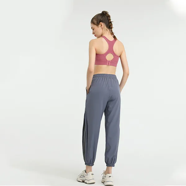Gray Elastic Waist Women's Jogger Pants