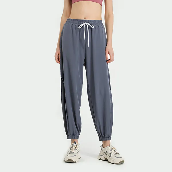 Gray Elastic Waist Women's Jogger Pants