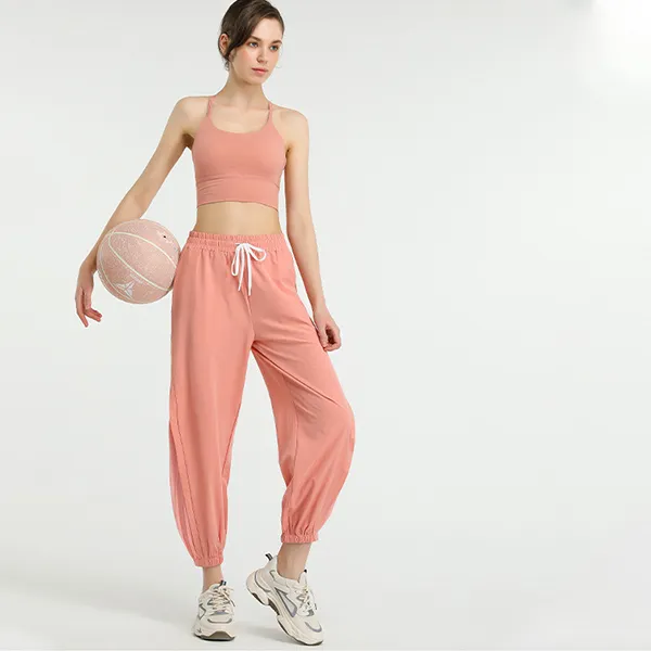 Gray Elastic Waist Women's Jogger Pants