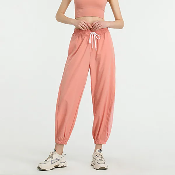 Gray Elastic Waist Women's Jogger Pants
