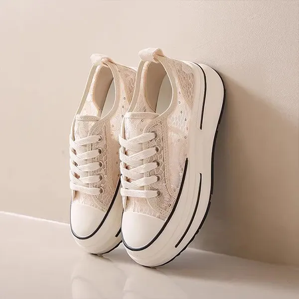 Lace-Up Floral Women's Sneakers – Breathable & Lightweight