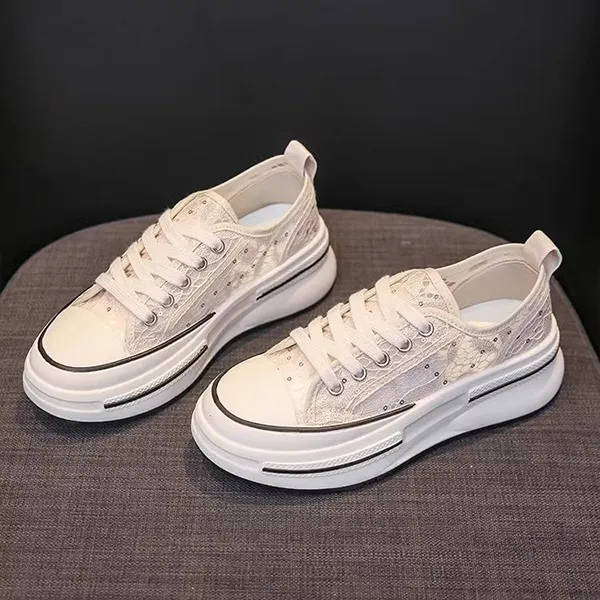 Lace-Up Floral Women's Sneakers – Breathable & Lightweight