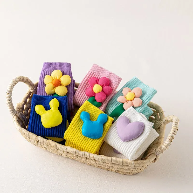 Floral Cotton Socks 3-Pair Set - Kids Casual & Playful Fashion