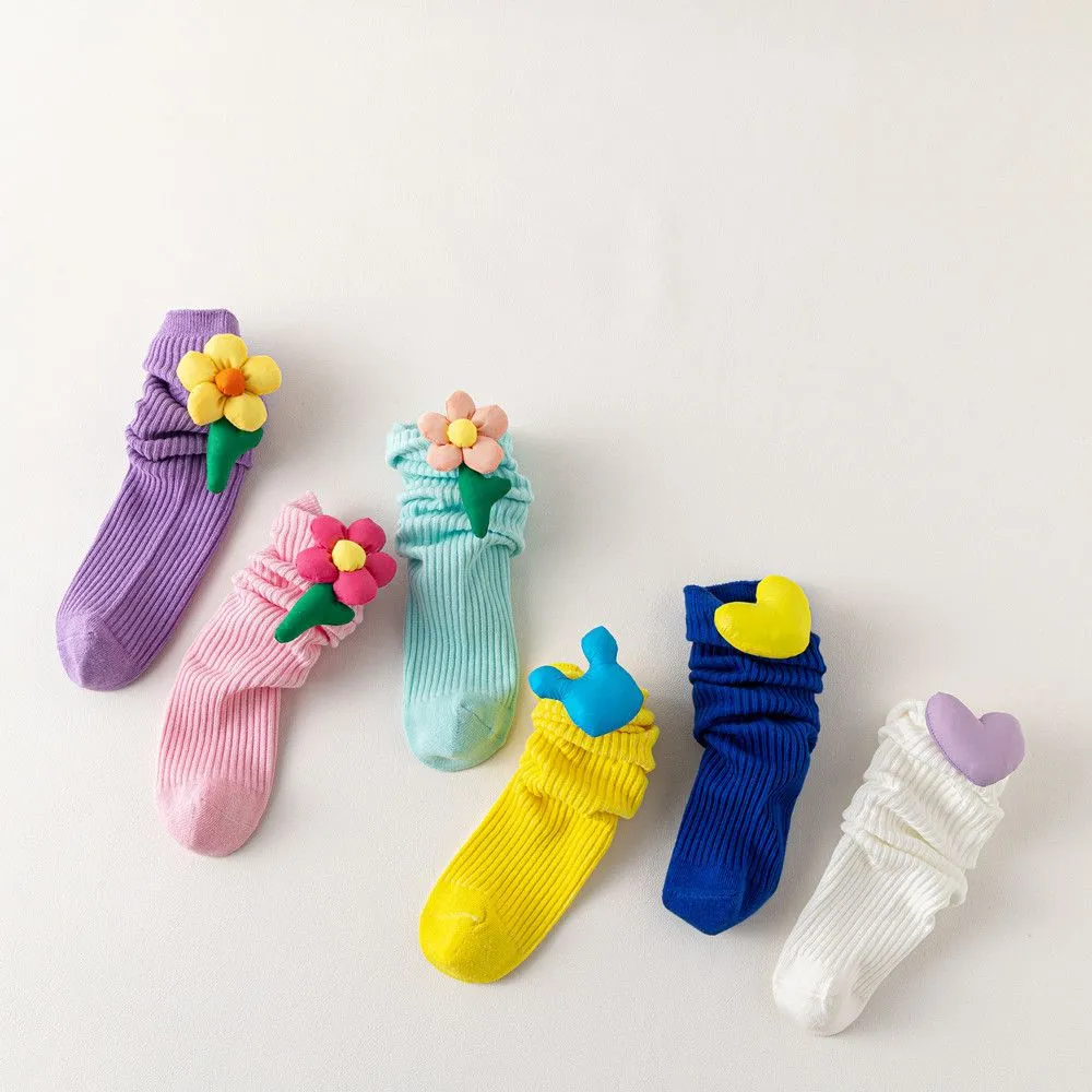 Floral Cotton Socks 3-Pair Set - Kids Casual & Playful Fashion