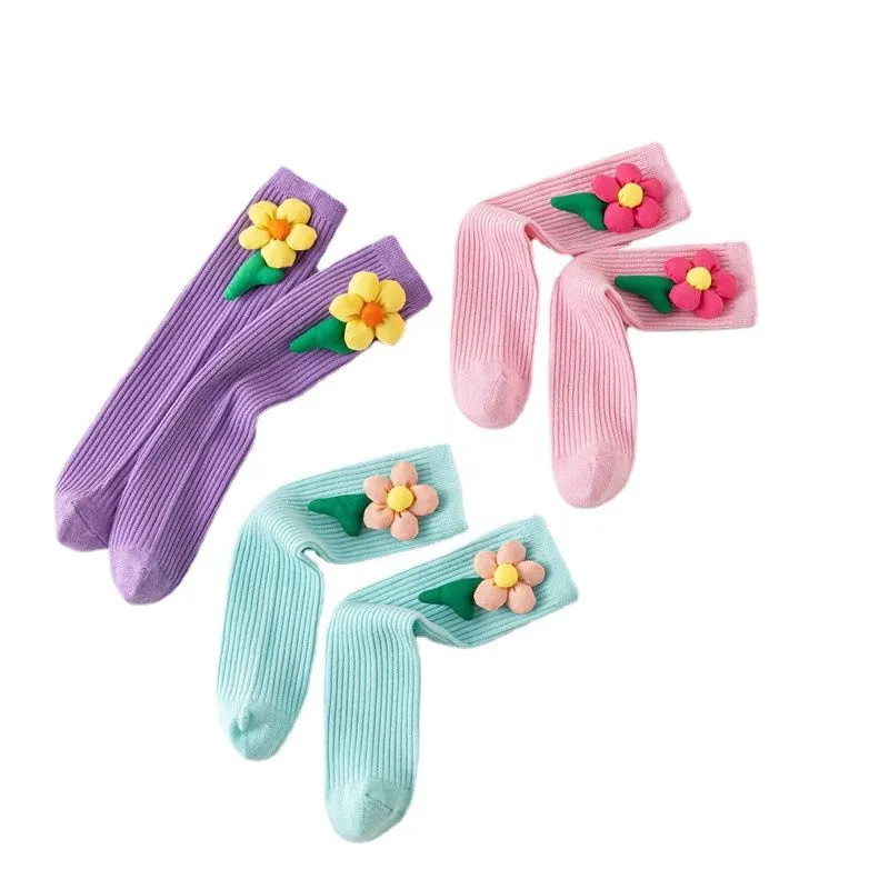 Floral Cotton Socks 3-Pair Set - Kids Casual & Playful Fashion