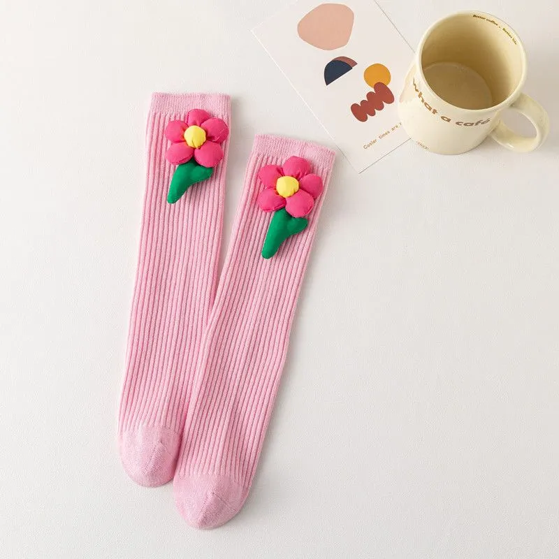 Floral Cotton Socks 3-Pair Set - Kids Casual & Playful Fashion