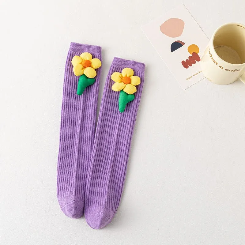 Floral Cotton Socks 3-Pair Set - Kids Casual & Playful Fashion