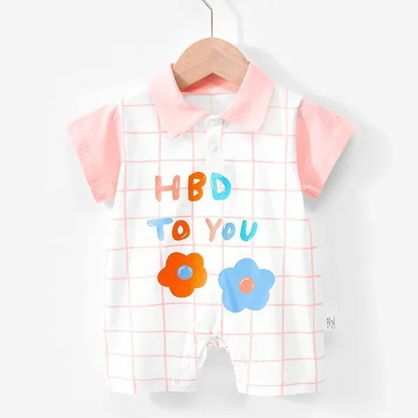 Button Down Kids Jumpsuit Cotton Sleepwear Onesie - Cute Romper for Boys Infant