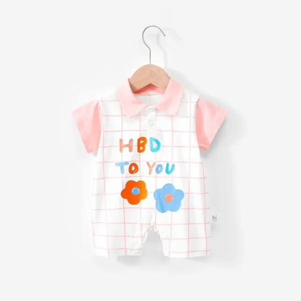 Button Down Kids Jumpsuit Cotton Sleepwear Onesie - Cute Romper for Boys Infant